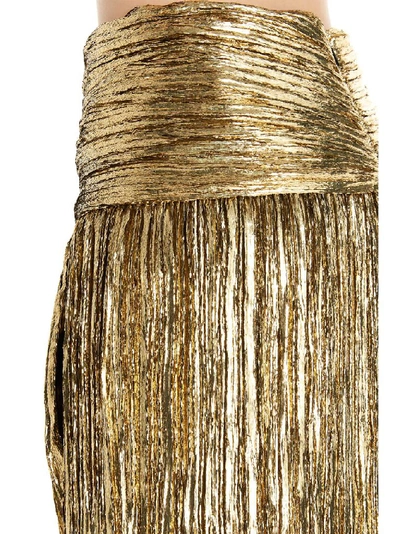 Shop Saint Laurent Pleated Skirt In Gold