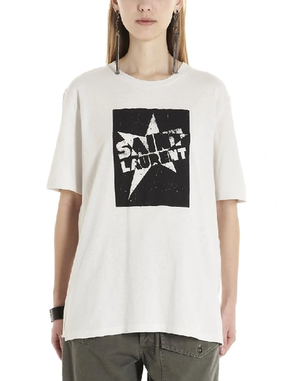 Shop Saint Laurent Logo Printed T In White