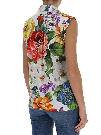 Shop Dolce & Gabbana Floral Print Sleeveless Blouse In Multi