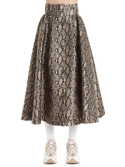 Shop Msgm Animal Print Skirt In Multi