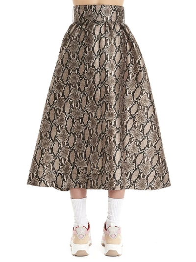 Shop Msgm Animal Print Skirt In Multi