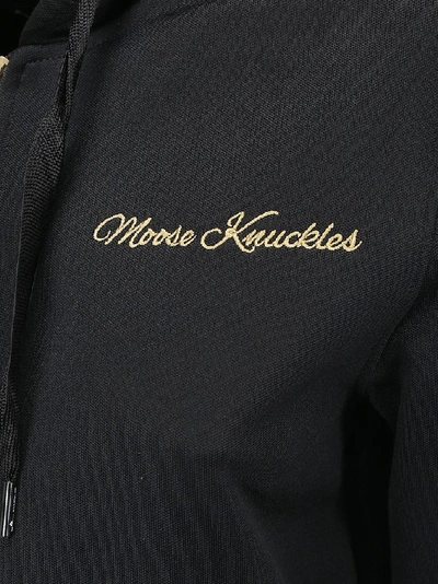 Shop Moose Knuckles Contrasting Trim Hooded Jacket In Black