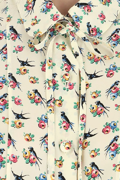 Shop Prada Printed Tie Detail Shirt In Multi