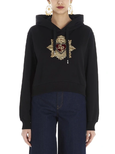 Shop Dolce & Gabbana Embroidered Logo Hoodie In Black