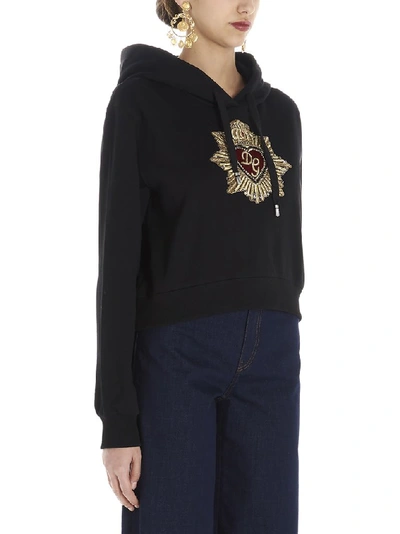 Shop Dolce & Gabbana Embroidered Logo Hoodie In Black