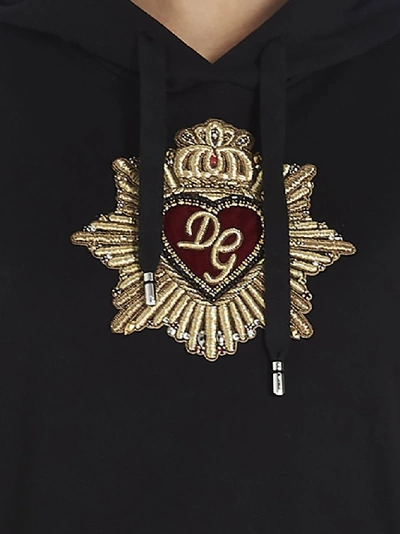 Shop Dolce & Gabbana Embroidered Logo Hoodie In Black