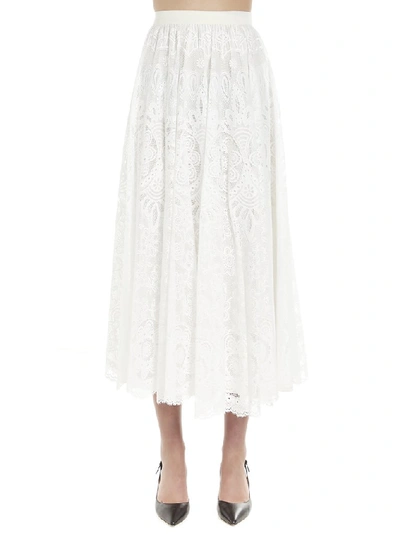 Shop Red Valentino Redvalentino Flared Lace Skirt In White