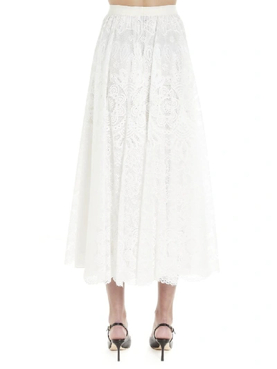 Shop Red Valentino Redvalentino Flared Lace Skirt In White