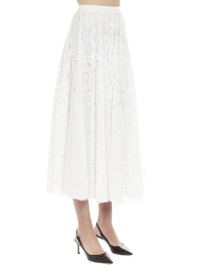 Shop Red Valentino Redvalentino Flared Lace Skirt In White