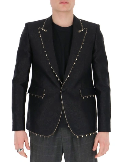 Shop Saint Laurent Jacquard Blazer In Black