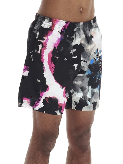 Shop Alexander Mcqueen Ink Print Swim Shorts In Multi