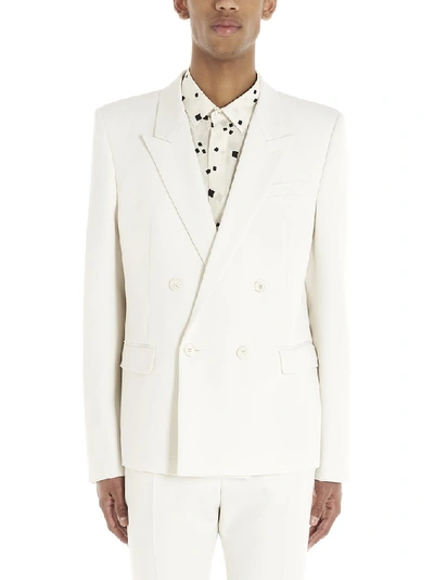 Shop Saint Laurent Double Breasted Blazer In White