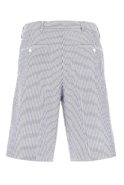 Shop Prada Striped Knee Length Shorts In Blue