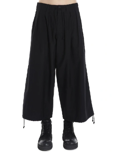 Shop Yohji Yamamoto Drop Crotch Pants In Black