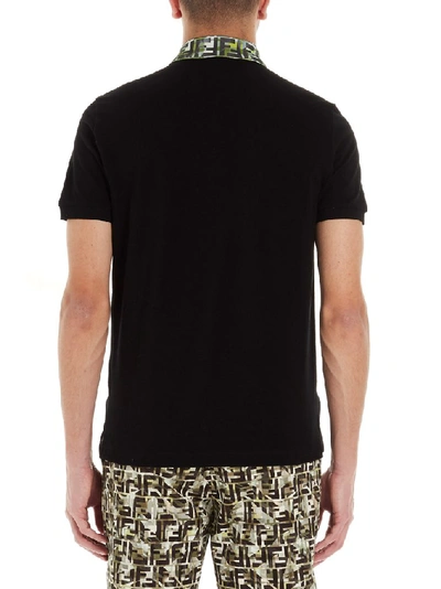 Shop Fendi Ff Camouflage Collared Polo Shirt In Black