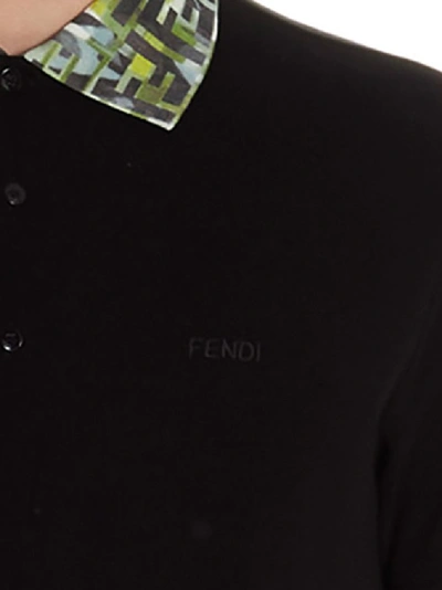 Shop Fendi Ff Camouflage Collared Polo Shirt In Black