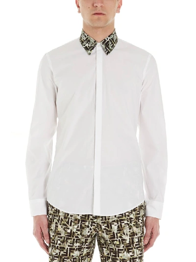 Shop Fendi Ff Camouflage Collared Shirt In White