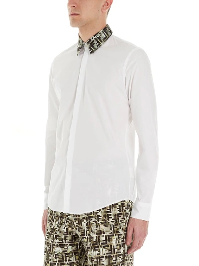 Shop Fendi Ff Camouflage Collared Shirt In White