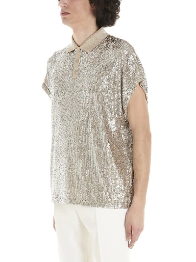 Shop Saint Laurent Sequinned Polo Shirt In 1901