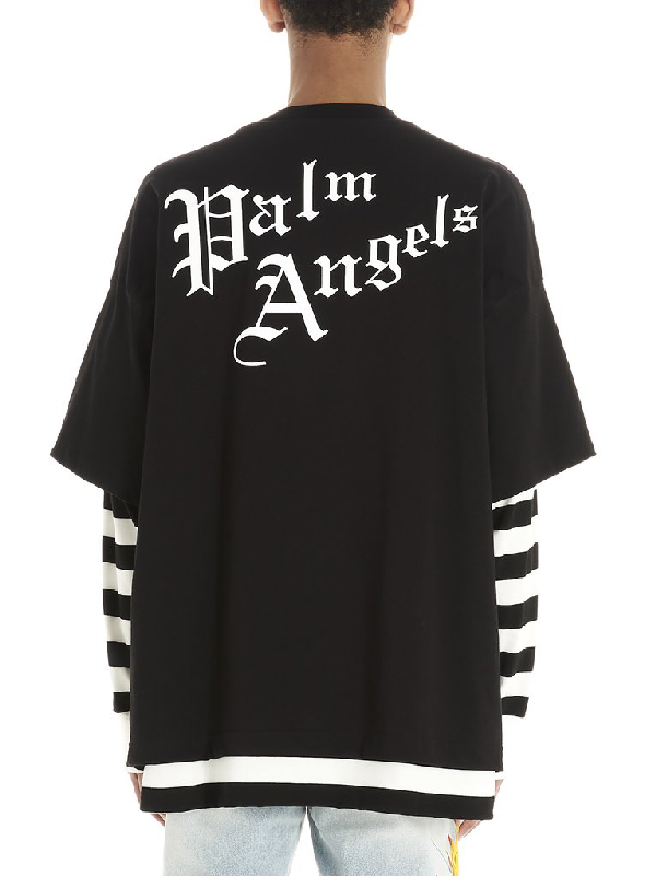 Palm Angels Sacred Heart Layered T-shirt In Black | ModeSens