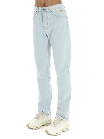 Shop Msgm Patch Detail Jeans In Blue