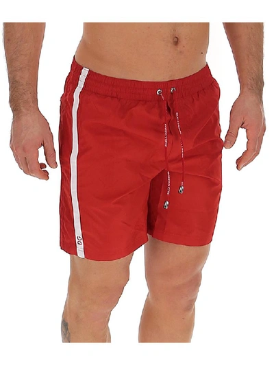 Shop Dolce & Gabbana Logo Swim Shorts In Red