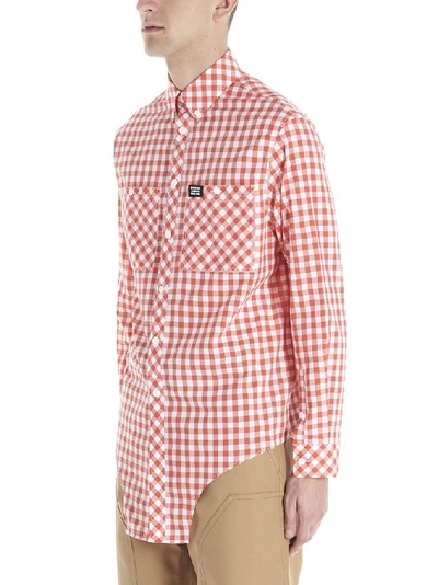 Shop Burberry Asymmetric Check Shirt In Red