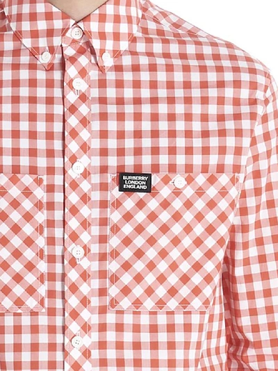 Shop Burberry Asymmetric Check Shirt In Red