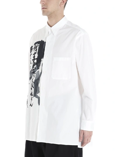 Shop Yohji Yamamoto Caligraphy Print Shirt In White