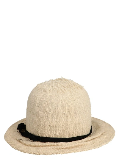 Shop Yohji Yamamoto Woven Hat In Beige