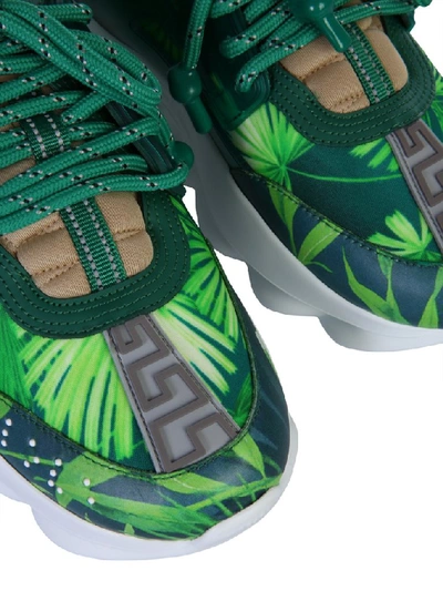 Shop Versace Chain Reaction Sneakers In Green