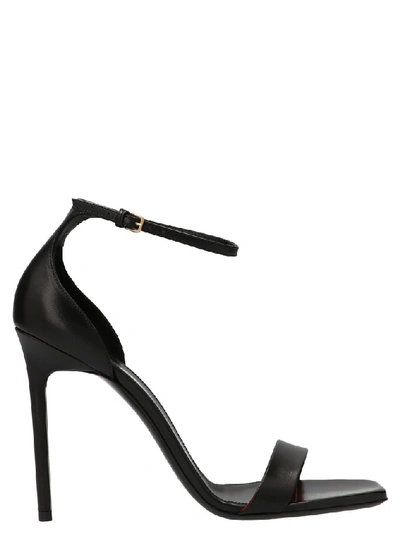 Shop Saint Laurent Amber 105 Open Toe Sandals In Black