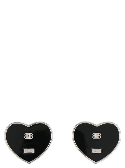 Shop Balenciaga Monogram Heart Earrings In Black