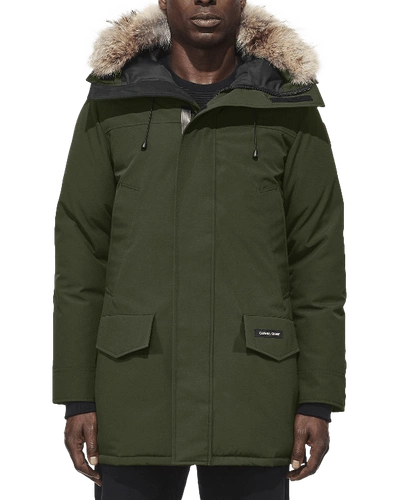 Shop Canada Goose Men's Langford Arctic-tech Parka Jacket With Fur Hood In Military Green