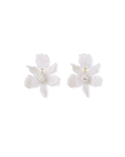 Shop Lele Sadoughi Small Crystal Lily Drop Earrings In Pearl