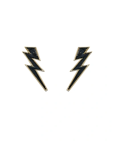 Shop Mignonne Gavigan Lightning Bolt Thread Earrings In Black/gold