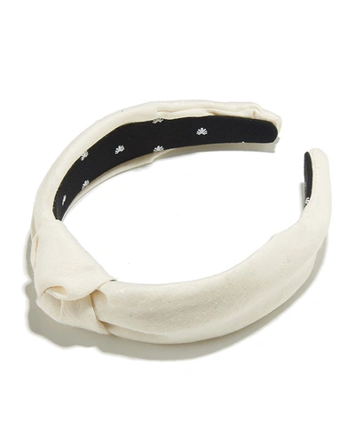 Shop Lele Sadoughi Silk-blend Knotted Headband In Ivory