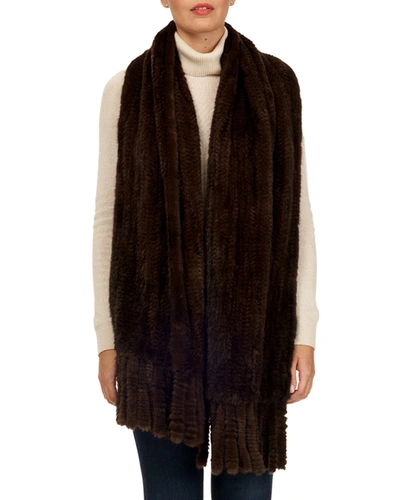 Shop Gorski S-cut Mink Fur Stole W/ Fringe Trim In Brown