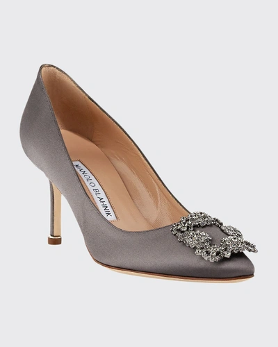 Shop Manolo Blahnik Hangisi 70mm Pump In Gray