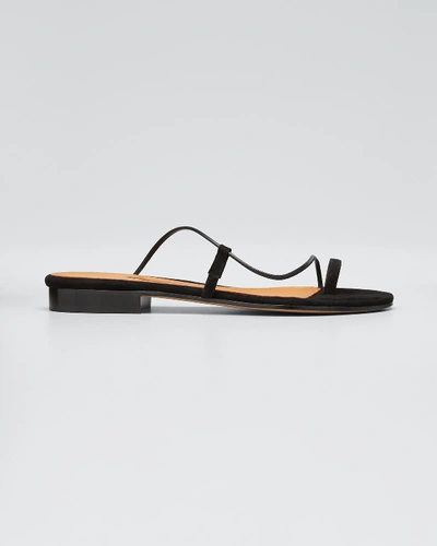Shop Emme Parsons Susan Toe-ring Leather Slide Sandals In Black