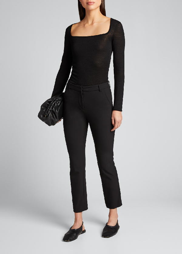 Theory Bering Shirred Long Sleeve Top In Black | ModeSens