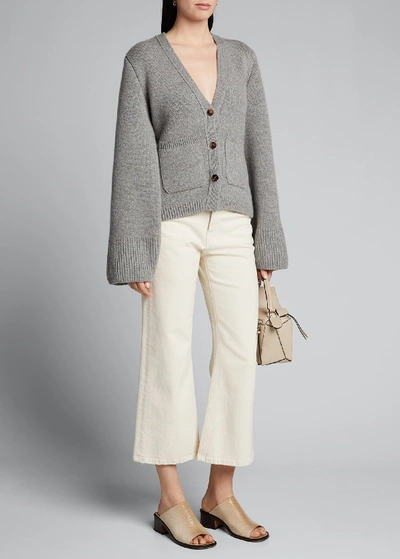 Shop Khaite Scarlet Cashmere Cropped Cardigan In Gray