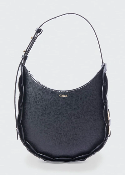 Shop Chloé Darryl Small Leather Hobo Bag In Black