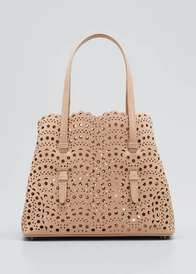 Shop Alaïa Mina Small Lux Laser-cut Tote Bag In Light Pink