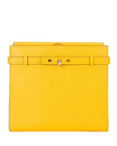 Shop Valextra B-tracollina Leather Shoulder Bag In Yellow
