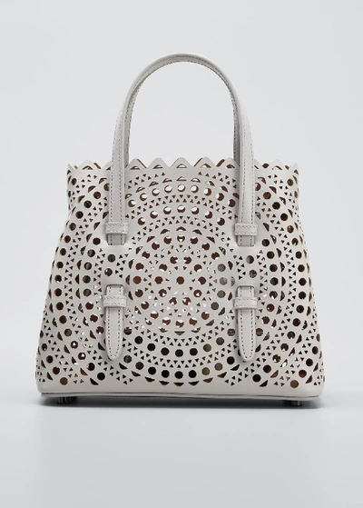 Shop Alaïa Mina Mini Vienne Laser-cut Tote Bag In Gray