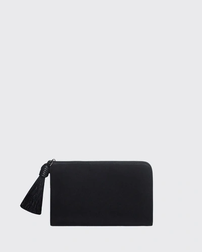 Shop Akris Alexa Zip Pouch Clutch Bag With Horsehair Tassel In Black