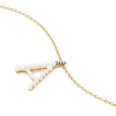Shop Jemma Wynne Yellow Gold Prive Pearl Letter Necklace In Yellow Gold/pearl