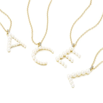 Shop Jemma Wynne Yellow Gold Prive Pearl Letter Necklace In Yellow Gold/pearl