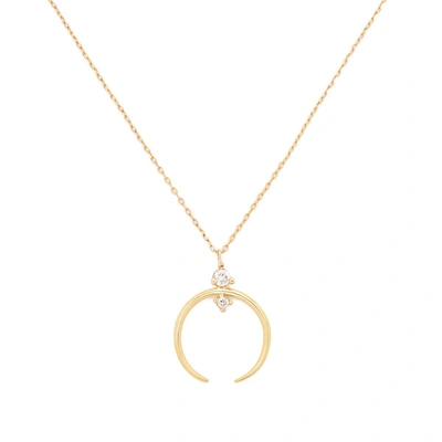 Shop Sophie Ratner Crescent Yellow-gold Pendant Necklace In Yellow Gold/white Diamonds